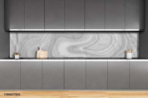 Black,And,White,Minimalist,Kitchen,Set,,Table,With,Appliances,And