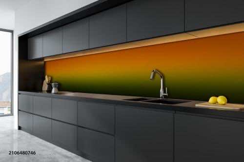 Panoramic,Black,And,Wooden,Kitchen,Interior,With,Dark,Gray,Countertops.