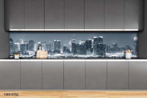 Black,And,White,Minimalist,Kitchen,Set,,Table,With,Appliances,And